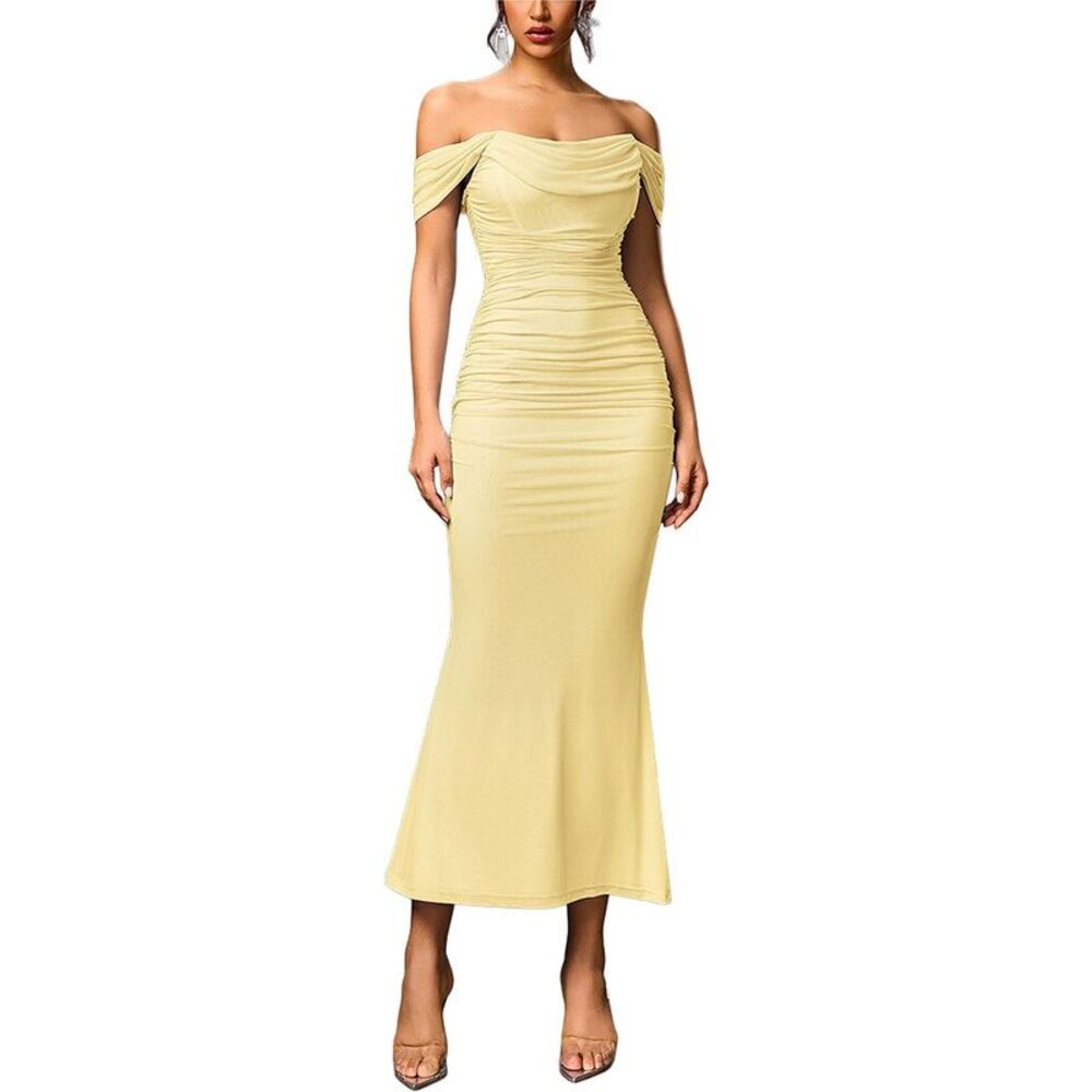 Amanda Royal Womens  Off-The-Shoulder Midi Dress